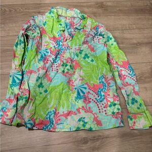 Lilly Pulitzer Green and Pink Patterned Top